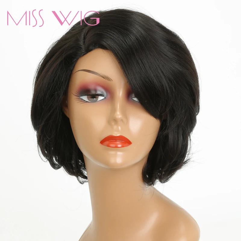 Miss wig синтетические парики для женщин 10 дюймов черный темно коричневый 2 цвета