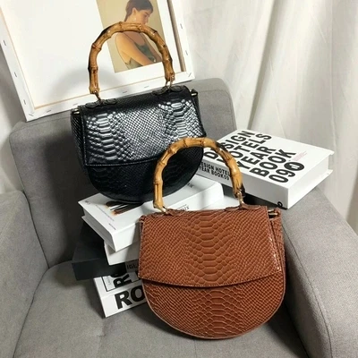 Женские Сумки из искусственной кожи Бамбуковая ручка кошелек на плечо дневной