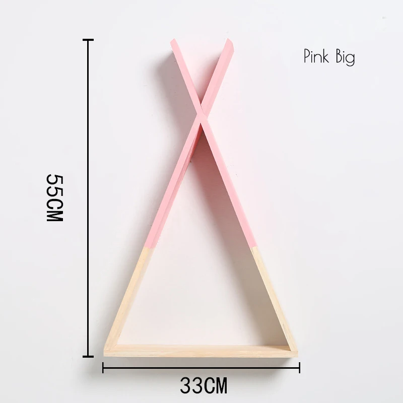 Pink big Скандинавский детский деревянный X подвесной стеллаж для хранения для детской комнаты декор нужно собрать самостоятельно Детская комната Декор деревянная настенная полка, вешалка - Цвет: Pink big