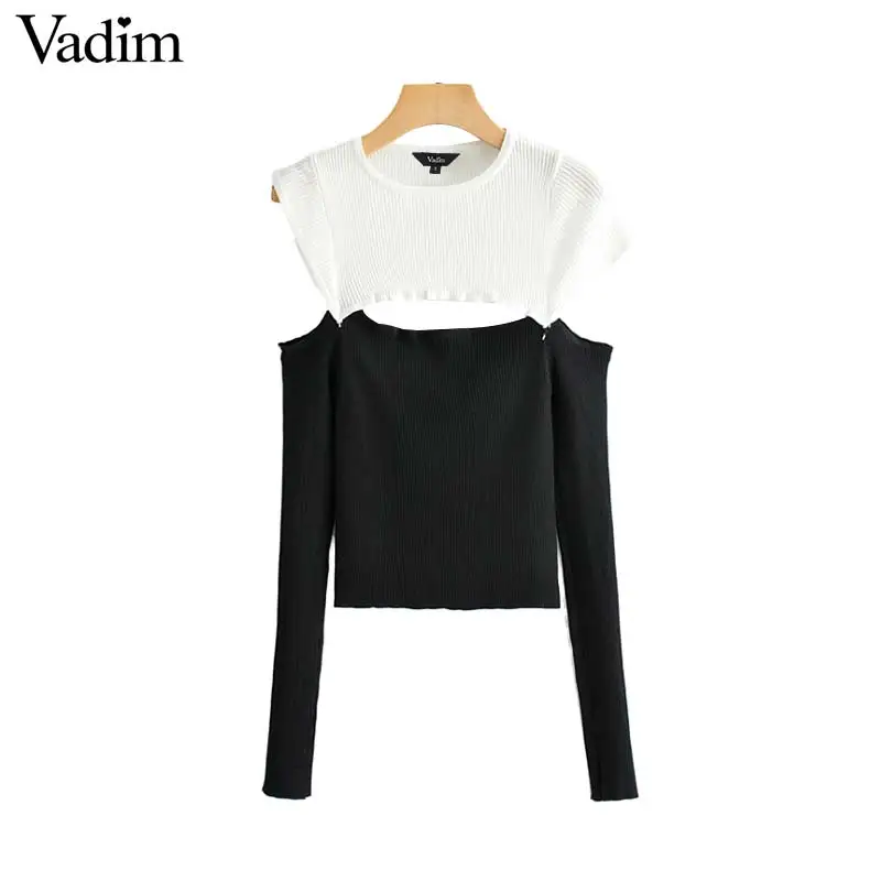 Женский трикотажный свитер Vadim с открытой спинкой и длинным рукавом открытыми