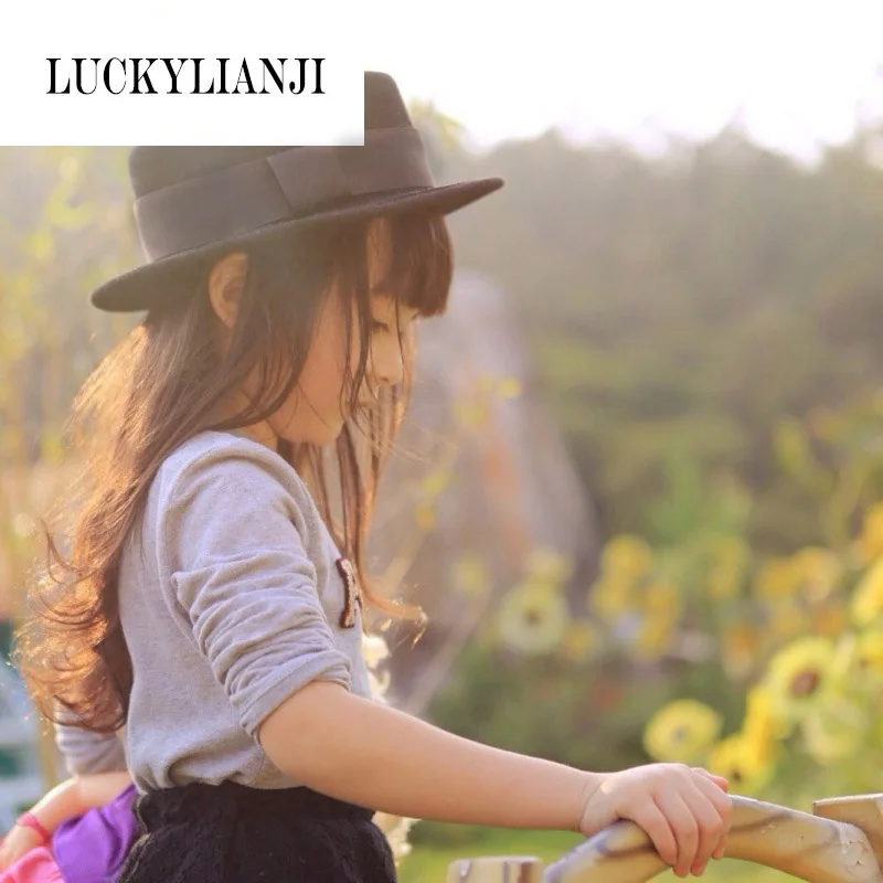 LUCKYLIANJI винтажная детская ретро элегантная шерстяная фетровая плоская купольная