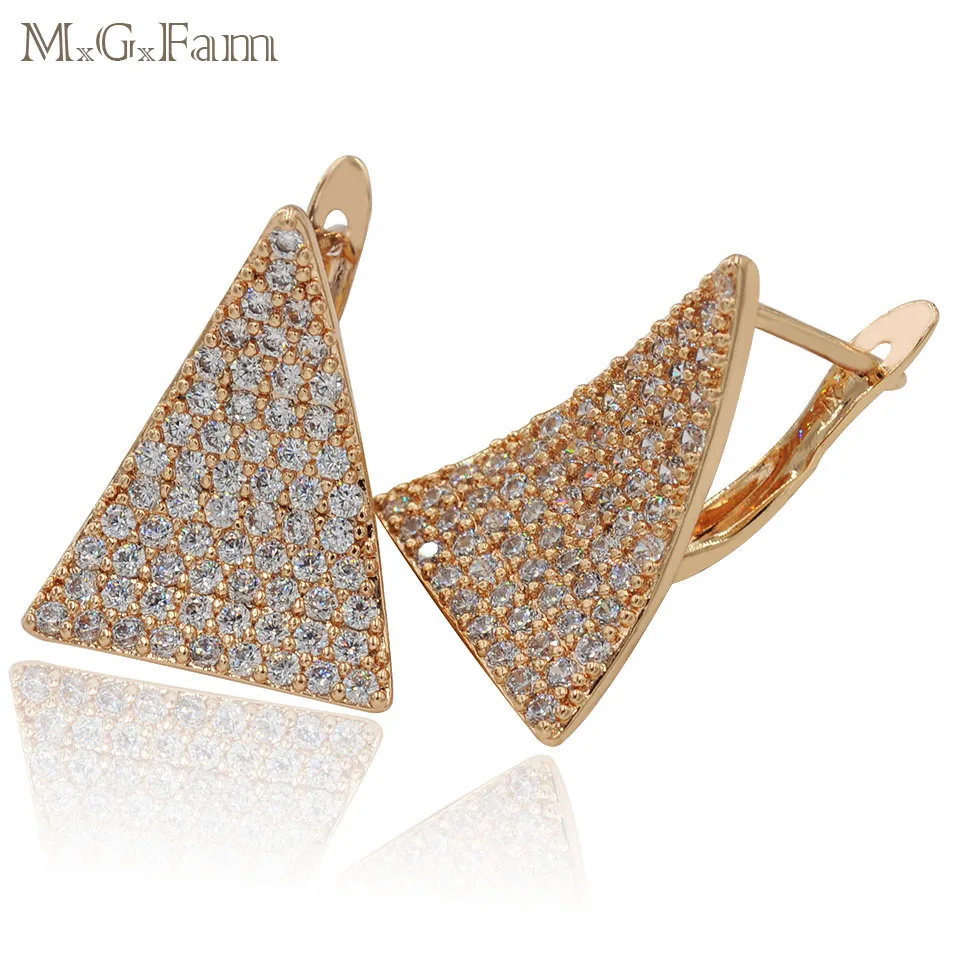 Женские серьги кольца MGFam золотистого цвета с фианитом без свинца и