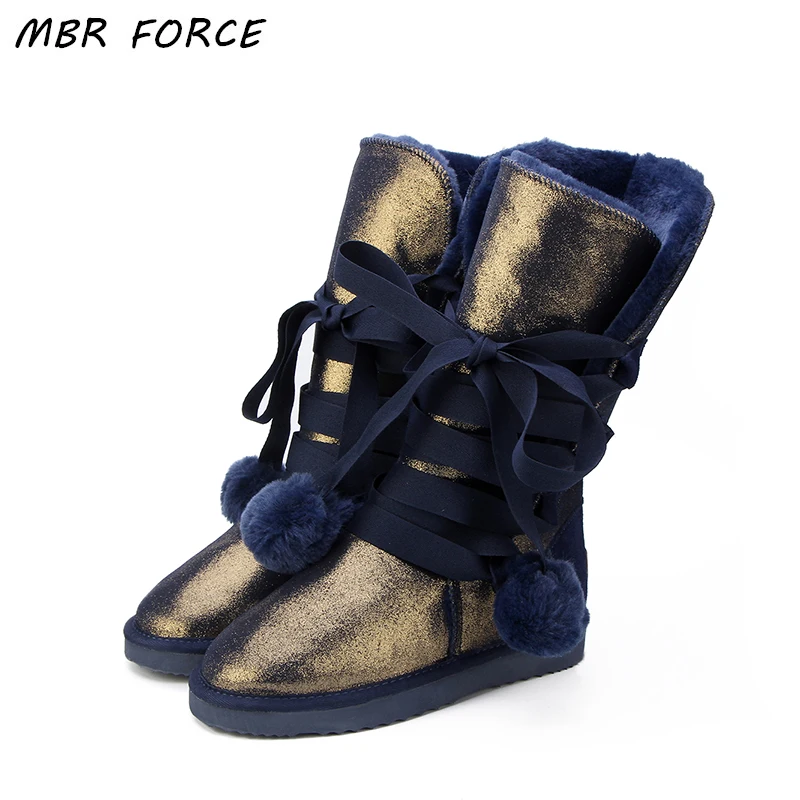 MBR FORCE/зимние сапоги высокого качества; женские зимние сапоги; женские модные классические высокие сапоги из натуральной кожи в австралийском стиле; сезон зима