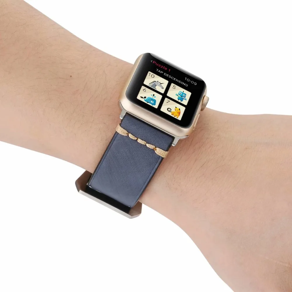 Итальянский кожаный ремешок для apple watch серии 4 3 2 1 Панк Натуральная кожа ремни