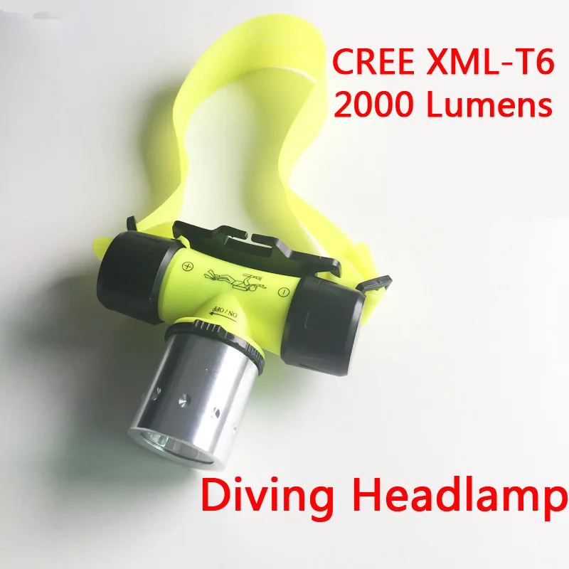 Светодиодный лампа для дайвинга водонепроницаемый фонарь CREE XML T6 2000 люмен