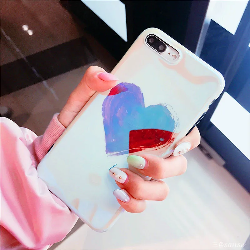 Blue ray Phone Чехол для iPhone 6 6s 7 8 Plus чехол телефона модная Милая мультяшная Любовь