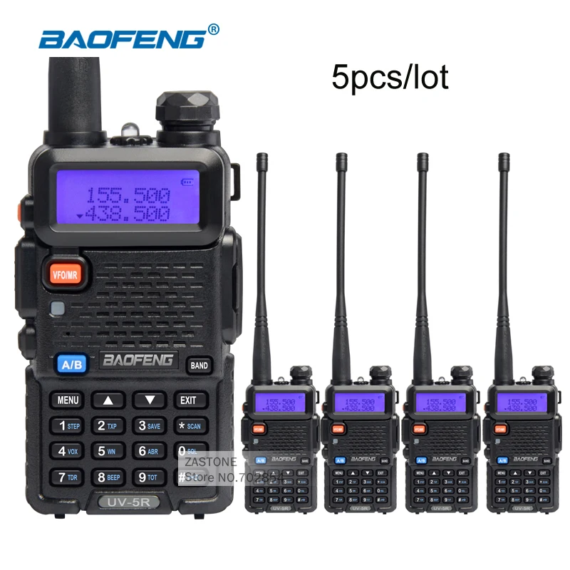 Портативная рация BaoFeng 5 шт./лот двухдиапазонный приемопередатчик VHF 136 174 UHF 400 520
