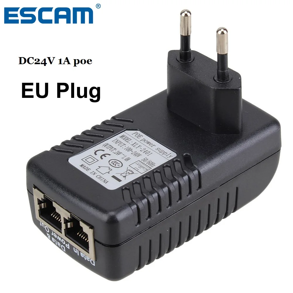 ESCAM DC24V 1A 24W POE инжектор для CCTV IP камера Инжектор переключатель Ethernet адаптер