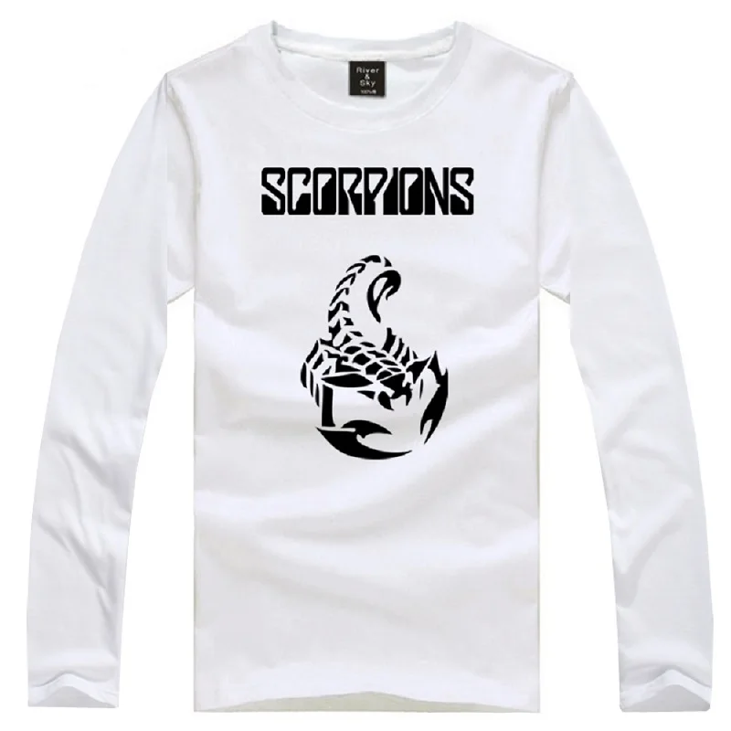 Природа хлопок скорпионы рок-группа футболка мужской женский с длинным рукавом