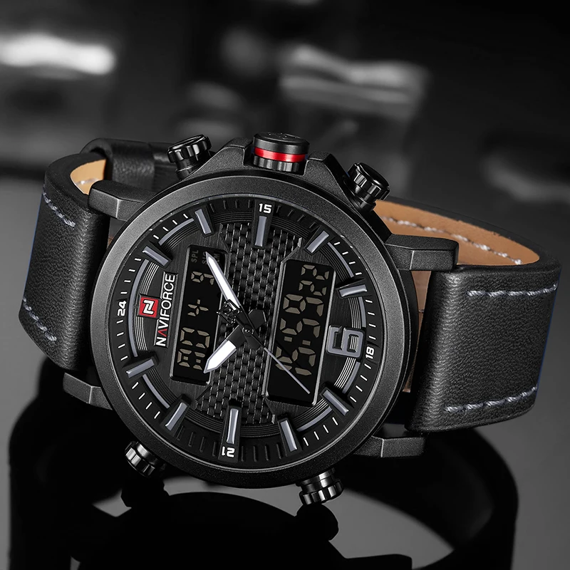 Новинка NAVIFORCE мужские часы модные спортивные кожаные водонепроницаемые