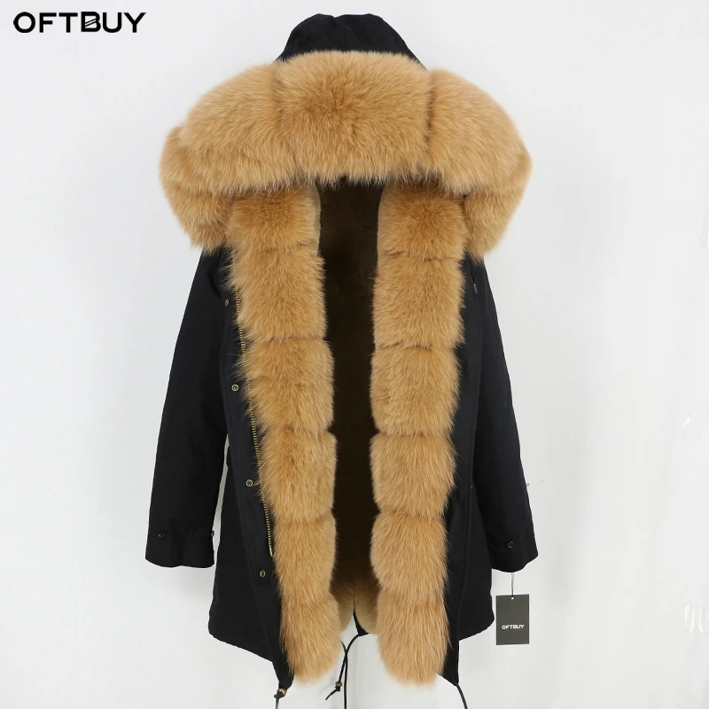 OFTBUY/2021 зимняя куртка для женщин шуба из натурального Лисьего меха длинная парка с