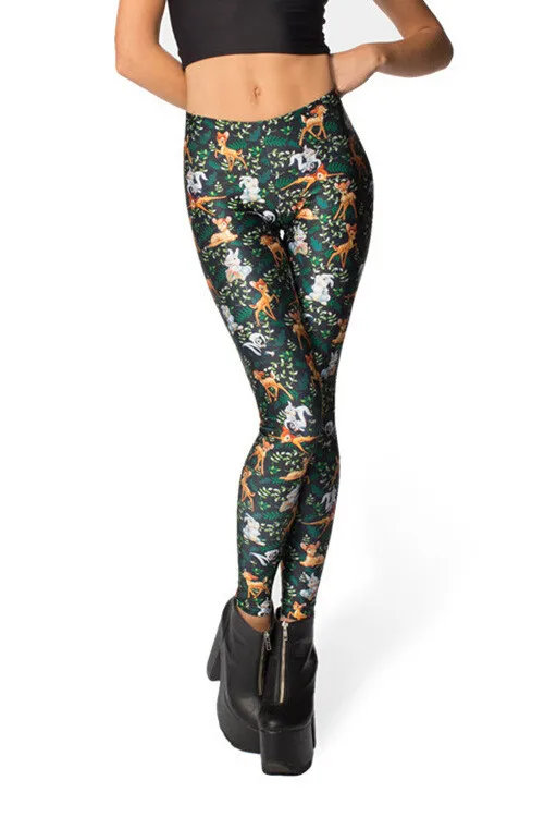 

Fashion Women Little Deer Bambi Print Leggings Slim Fit Thin Elastic Polyester Cos Party Pants Casual Trousers Drop Shipping