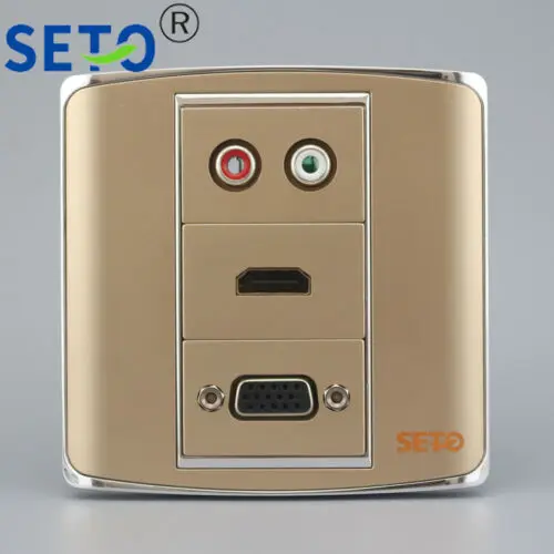 86 Тип 3 порта красный и белый аудио + HDMI VGA Панель гнездо Keystone Лицевая