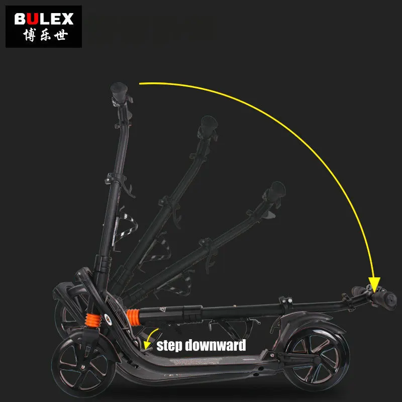 Самокат складной из экокожи 2 колеса ручной тормоз для бодибилдинга городской