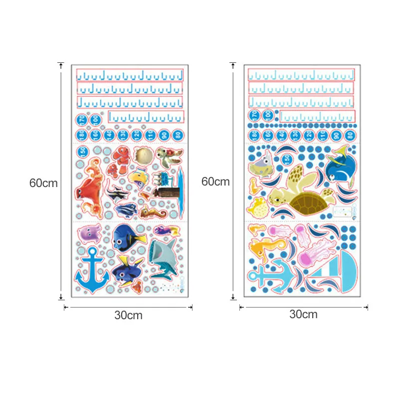Kids Height Chart Wall Sticker Home Decor Cartoon Nemo Decals for Room Art Wallpaper Mural Bedroom Living room | Дом и сад