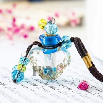 Blue H& D красивый муранский Кристалл стекло эфирное масло диффузор сердце флакон духов ожерелье лучший подарок ручной работы для женщин и девочек - Цвет: Blue
