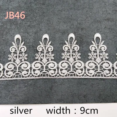 JB46 silver Модный золотой серебряный кружевной отделкой Водорастворимая Вышивка корона цветок кружевная отделка ткань исламский платок аксессуары для волос JB - Цвет: JB46 silver