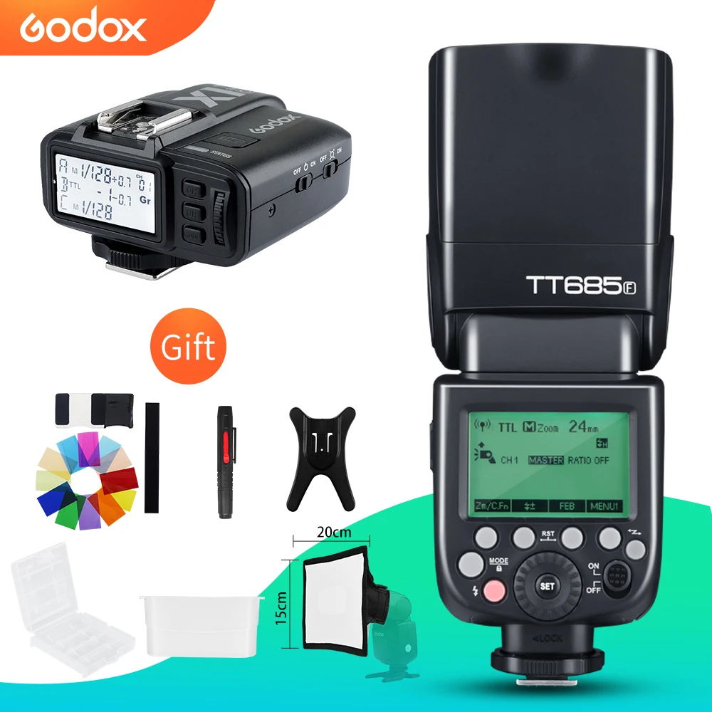 Godox TT685F 2,4G HSS ttl GN60 Вспышка Speedlite+ X1T-F триггер передатчик Комплект для Fuji X-Pro2/X-T20/X-T1/X-T2