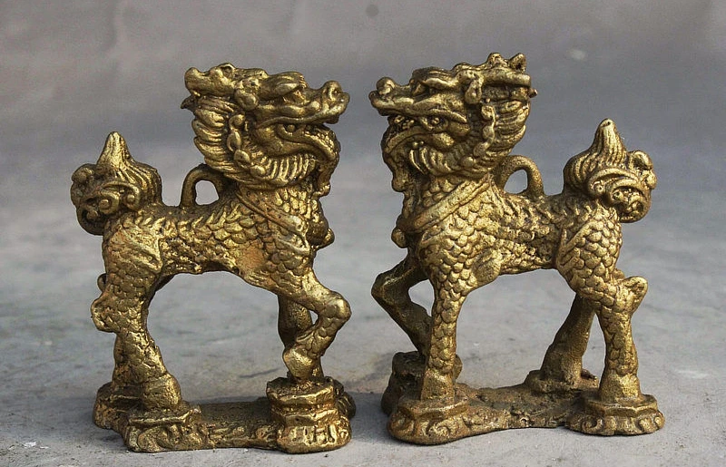 Народный Китайский Фэншуй латунная фигурка с драконом цилинь Чи Лин цилин Guardian