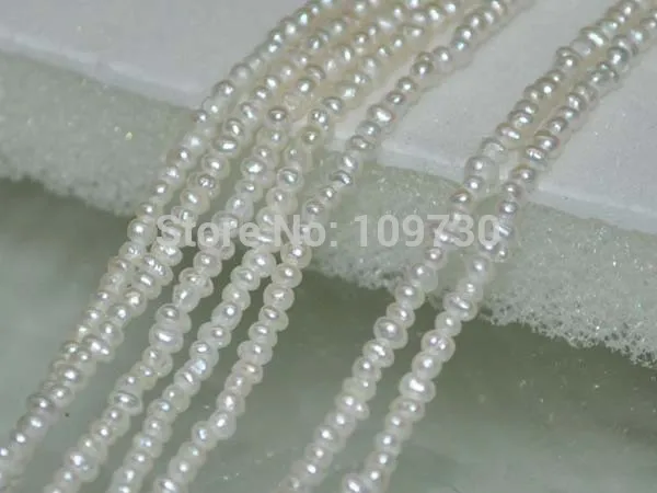 

Jewelry 00285 Tiny Natural Rare white 5strs AA+++ 1.8mm luster potato freshwater pearls/