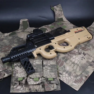 Tan-Upgraded P90 электрический игрушечный пистолет Пейнтбол живой CS штурмовой Бекас оружие мягкая вода пуля пистолет с пулями для мальчика оружие игрушечный пистолет - Цвет: Tan-Upgraded