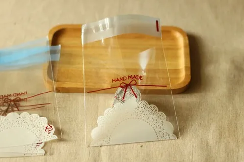 100 шт. прозрачные пакеты для печенья ручной работы самоклеящиеся целлофановые