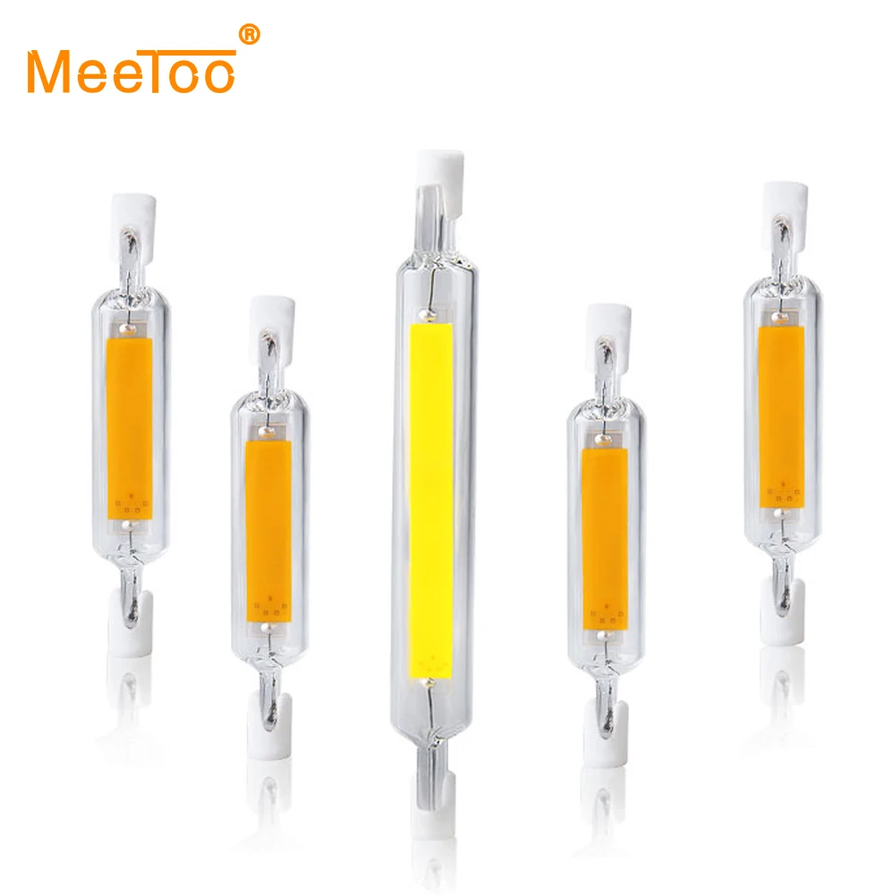 R7S светодиодные лампы 78 мм 118 220 В Ampoule COB LED лампочка 5 Вт 10 стеклянная трубка Мощные