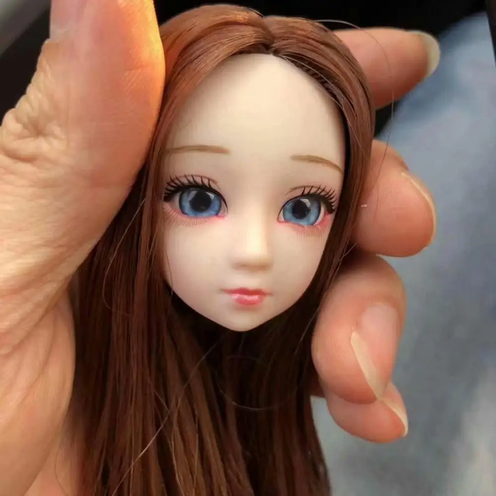 Аксессуары для куклы BJD, голова 3D, голубые и фиолетовые глаза, кудри, прямые волосы, женское обнаженное тело, для 1/6, кукла BJD, подарок для девочки, голова