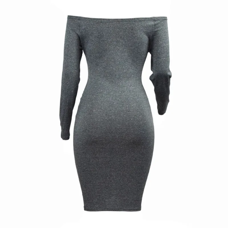 Новые стильные женские однотонные платья с длинным рукавом сексуальное женское