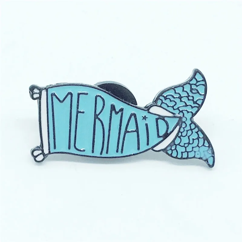 

XEDZ New hot blue fish tail brooch ME RMAAID creative animal shirt lapel sweater personality brooch gift