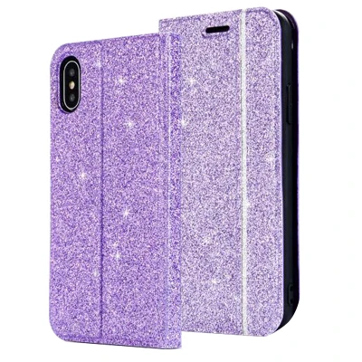 Purple Роскошный тонкий Чехол-книжка из кожи+ ТПУ с откидной крышкой для телефона, защитный чехол для iphone X Xs Max X, чехол для iphone 6, 6s, 8, 7 Plus, чехол - Цвет: Purple