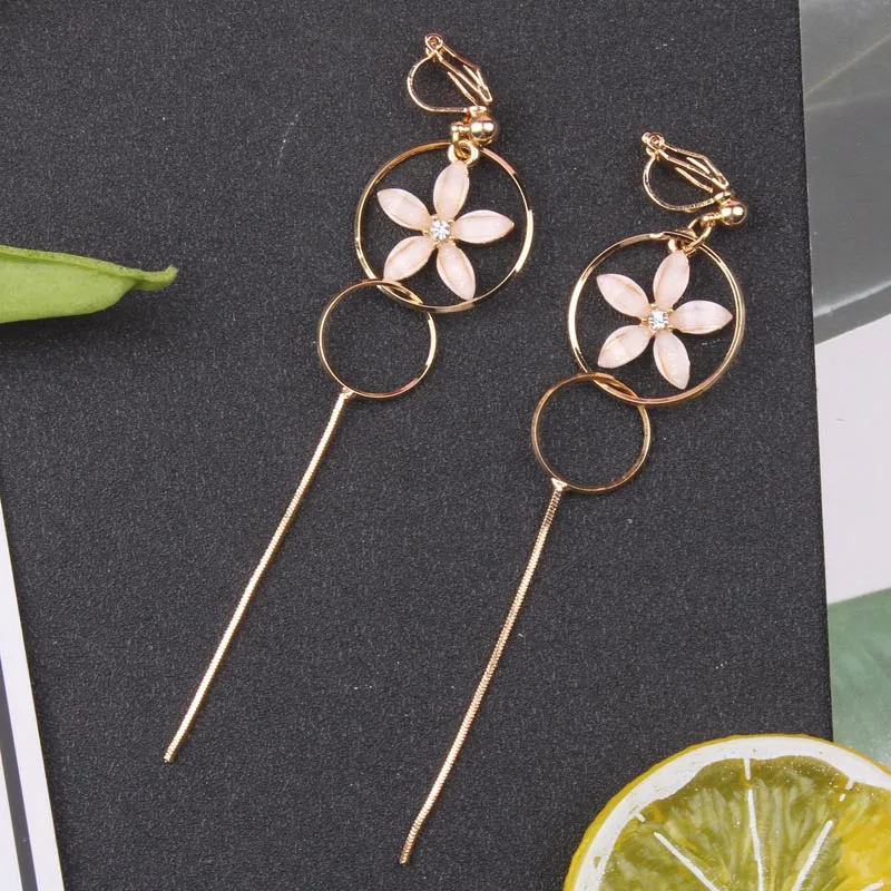 Clip Earrings JIOFREE очаровательные длинные стильные серьги-клипсы без пирсинга для женщин, индивидуальные серьги, модные ювелирные изделия для женщин - Окраска металла: Clip Earrings