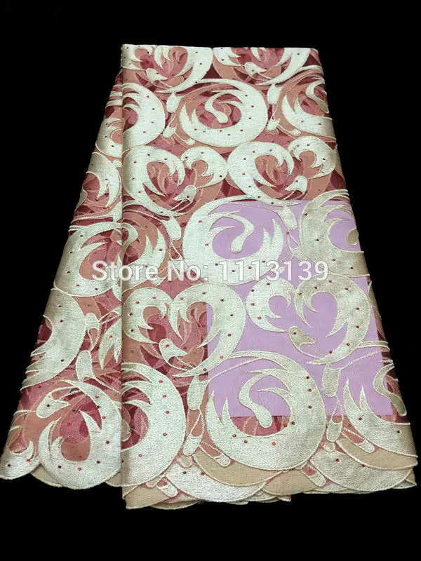 Бесплатная доставка DHL! Чистый белый африканский французский шнурок с бусины