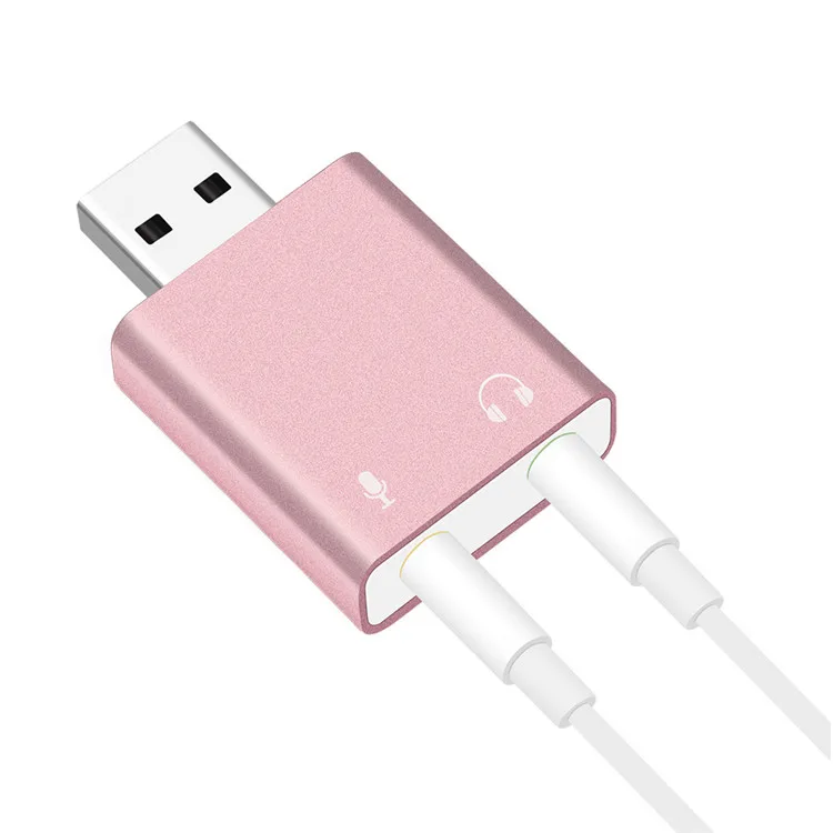 GOOJODOQ Внешняя USB звуковая карта ультра-портативная HIFI волшебный голос 7.1CH микрофон-в аудиовыход порт Бесплатный привод Разъем звуковая карта - Цвет: Rose Gold