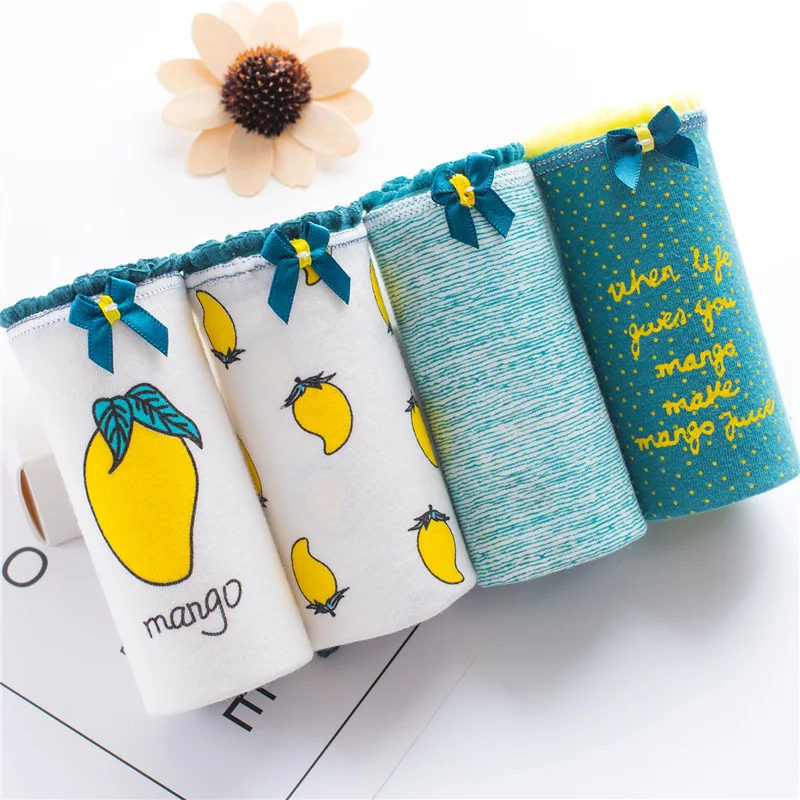 Соблазнительные Хлопковые женские трусы с принтом манго нижнее белье для женщин