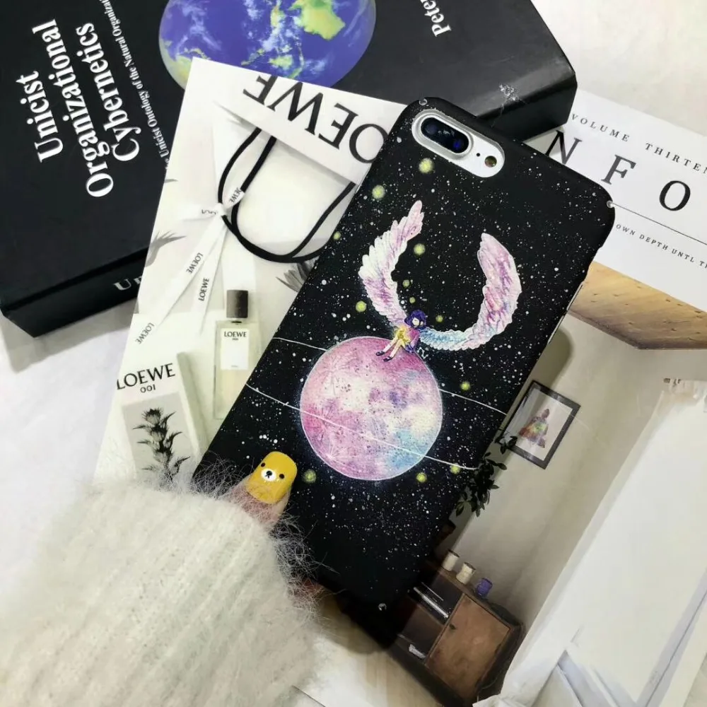 Крылья планета Луна Телефон чехол для iPhone 7 6 6S 8 плюс планеты Луны звездное небо