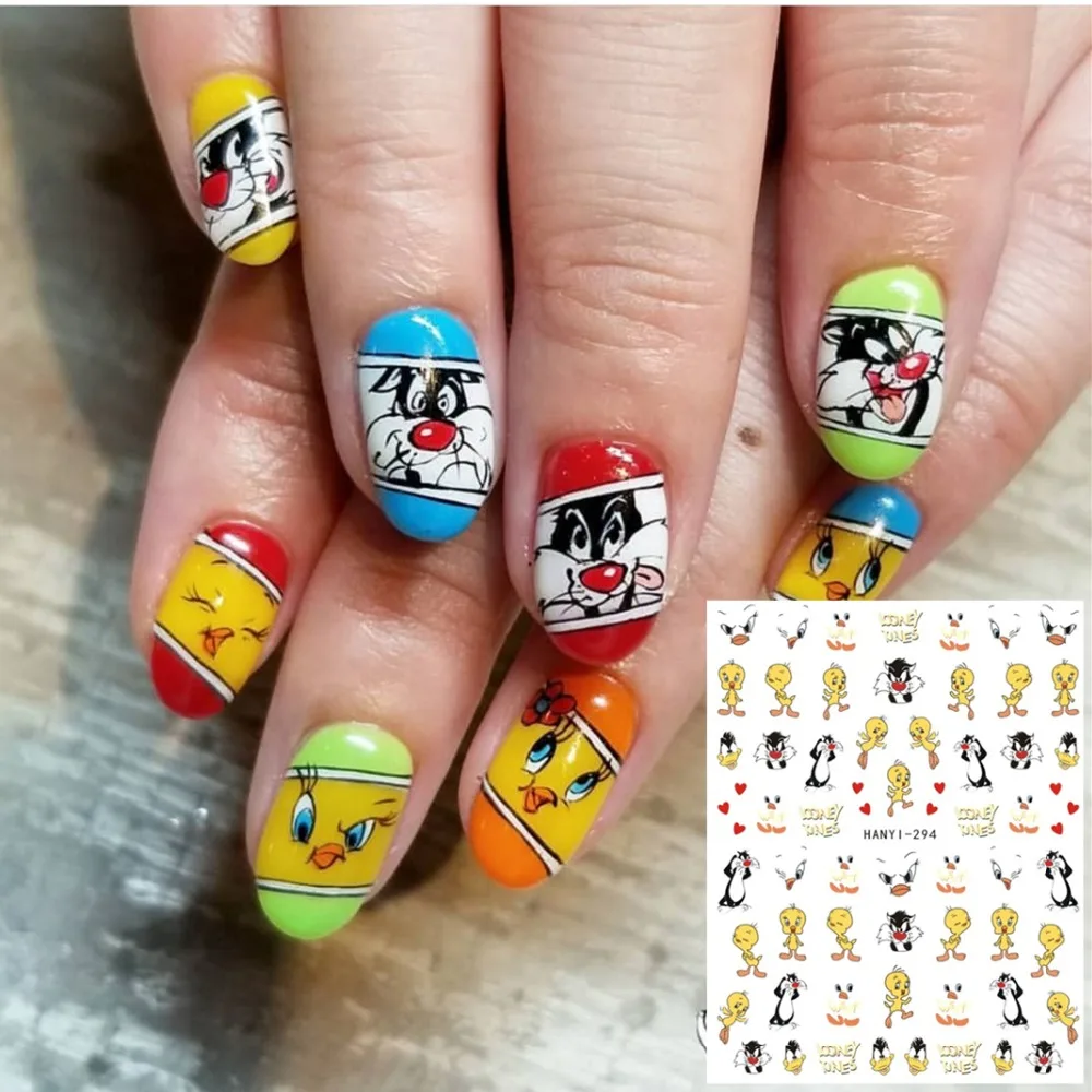 HANHYI серии HANYI 294 конструкции милые птицы и кошки крутые стикеры 3d на ногти nail art