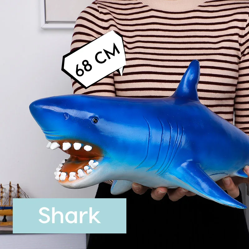 Blue Shark S1665 68см модель динозавра большой размер Акула пластиковые куклы тираннозавр рекс Велоцираптор Юрский Мир парк динозавр - Цвет: Blue Shark S1665