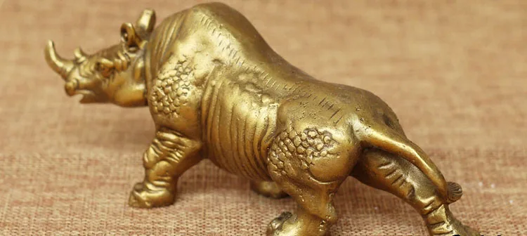 6 &quotКитайский латунный по феншуй дикий носорог бык статуя животного скульптура |