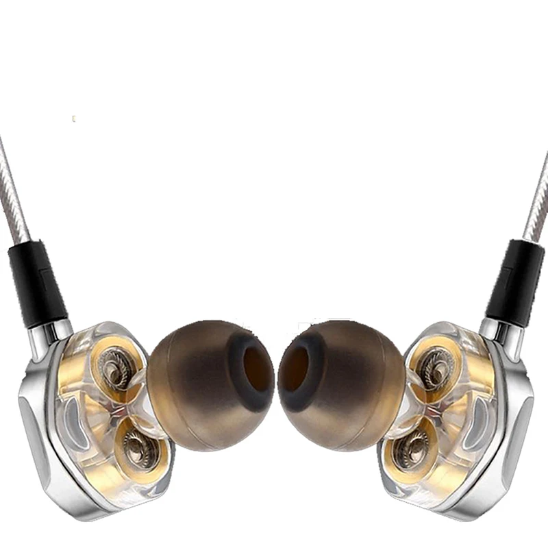 

Line control earphones double moving coil double unit horn Metal material super bass stereo noise reduction HIFI tone quality