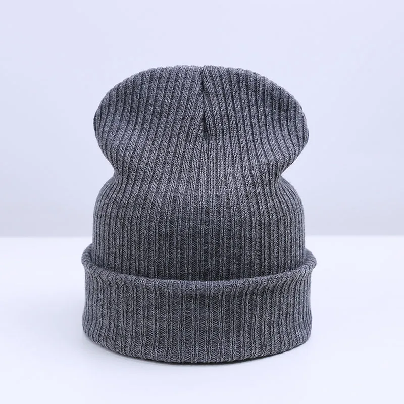 Модная зимняя женская шапка унисекс/мужская шапка Skullies Beanies, мужская шапка Beanies, простая тёплая шапка, Прямая поставка - Цвет: C Gray