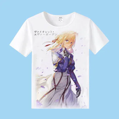 018 Violet Evergarden, футболка для мужчин и женщин, футболки с коротким рукавом, косплей, футболка, аниме, топы, футболки для мужчин и женщин - Цвет: 018