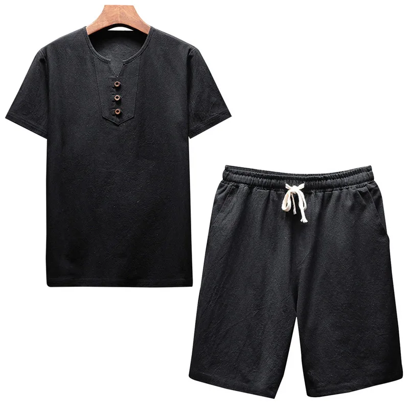 CYSINCOS мужской комплект на пуговицах льняные шорты Мужская брендовая мужская