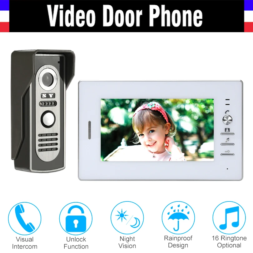 Видео дверной звонок домашней безопасности дюймов 7 монитор телефон
