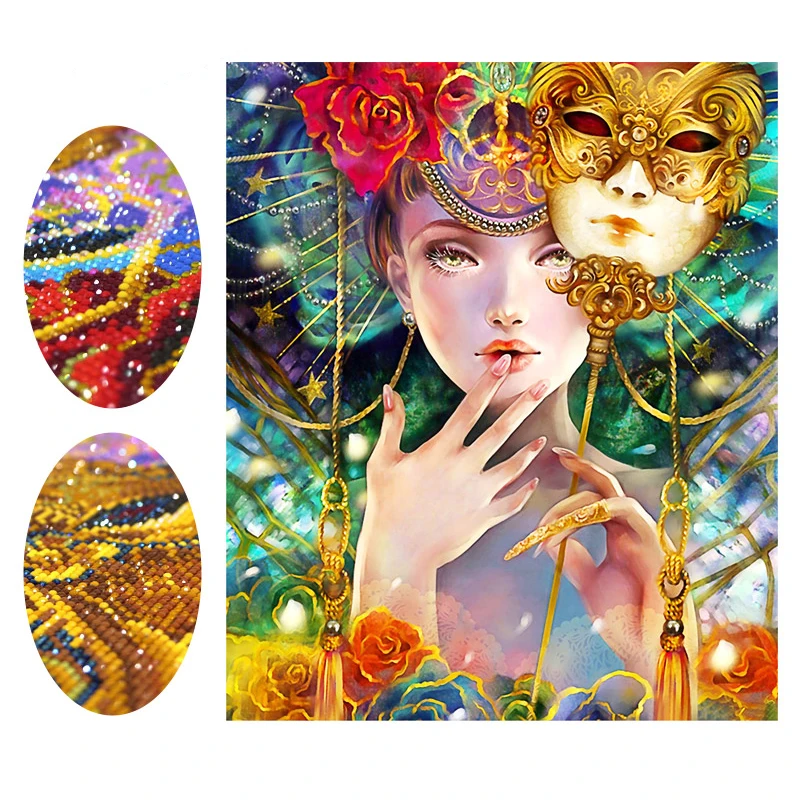 2018 5D DIY Diamond Painting Full Cross Stitch Mask 3D Special-shaped Embroidery Pretty Girl Decoration Mosaic Christmas | Дом и сад