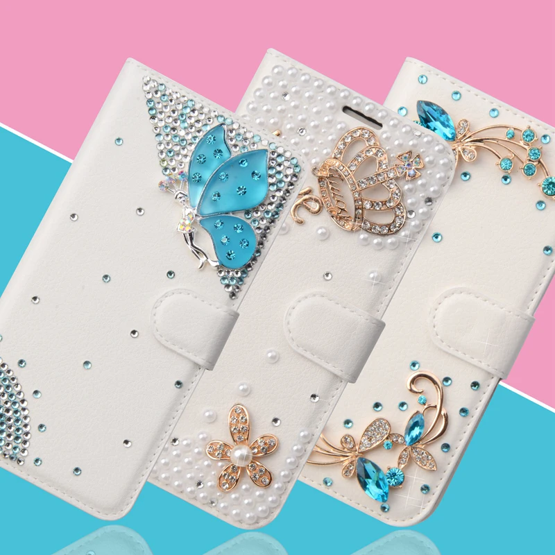 Кожаный чехол с откидной крышкой и стразами для Wileyfox swift 2 |