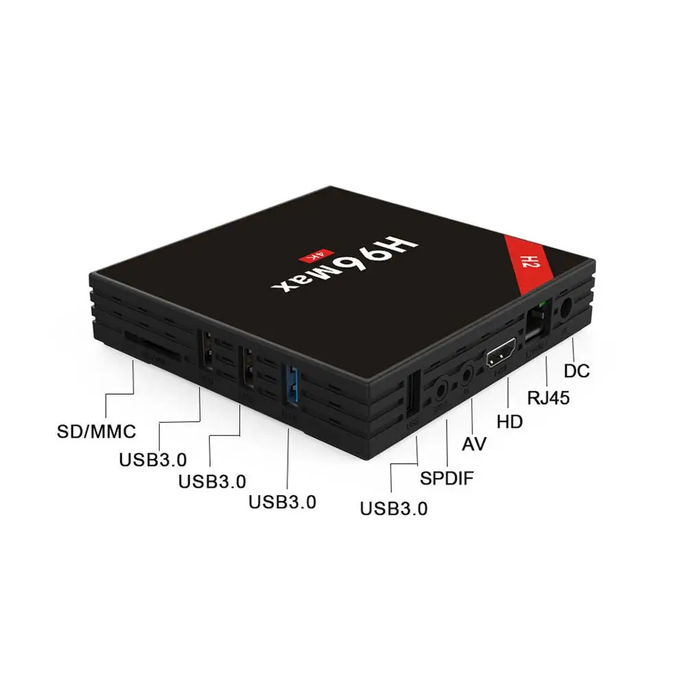 ТВ приставка H96 MAX H2 четырехъядерный процессор RK3328 ОС Android 7 1 4 Гб ОЗУ 32 ПЗУ