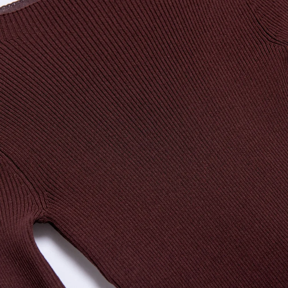 Riokeke O-neck Slim Minimalist Sweater Female Long-sleeved Knitted Autumn Winter Women High elastic Pullovers | Женская одежда