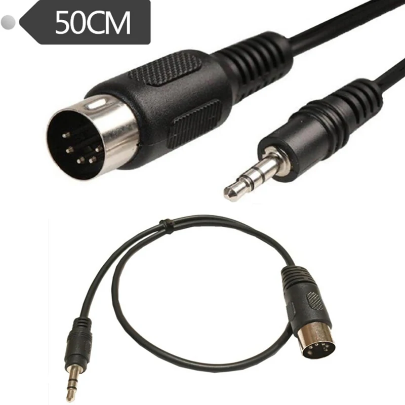 

50cm 5 Pin Din MIDI Male To 3.5mm Male Plug Stereo Jack Audio Adapter Cable
