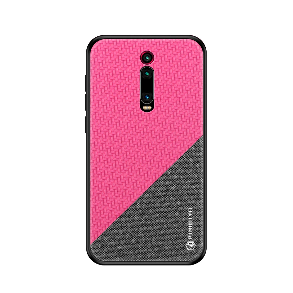 PINWUYO для Xiaomi mi 9 T/mi 9 T Pro Жесткий чехол из поликарбоната+ тканевая задняя крышка Чехлы для Xiaomi mi 9 T Pro полный защитный чехол для телефона - Цвет: Розово-красный